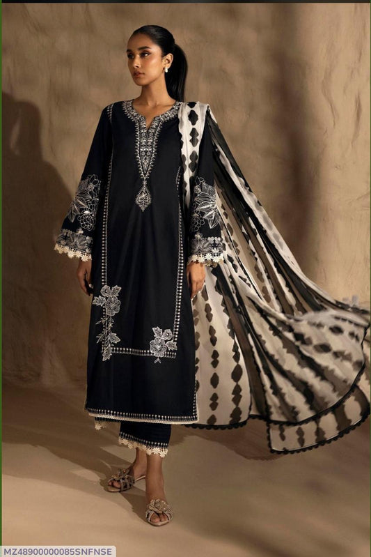 3 Pcs Women's Unstitched Dhanak Embroidered Suit