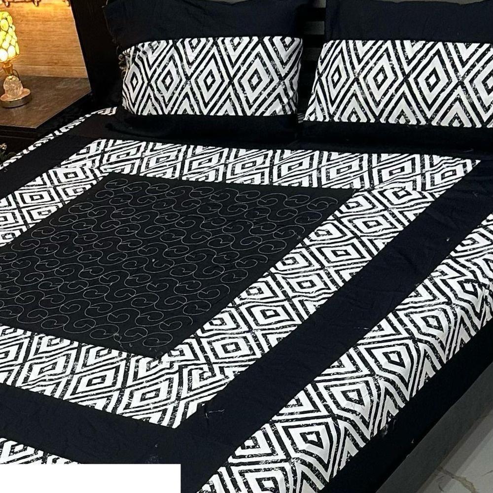 3 Pcs Cotton Sotton Patchwork Double Bedsheet