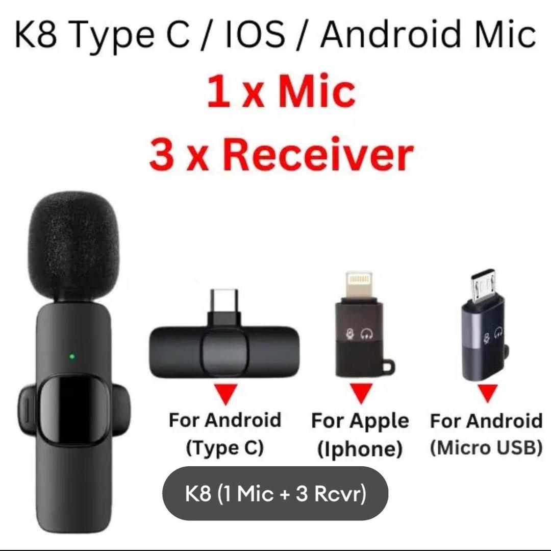 : K8 Wireless 3 in 1 Noise Reduction Microphone