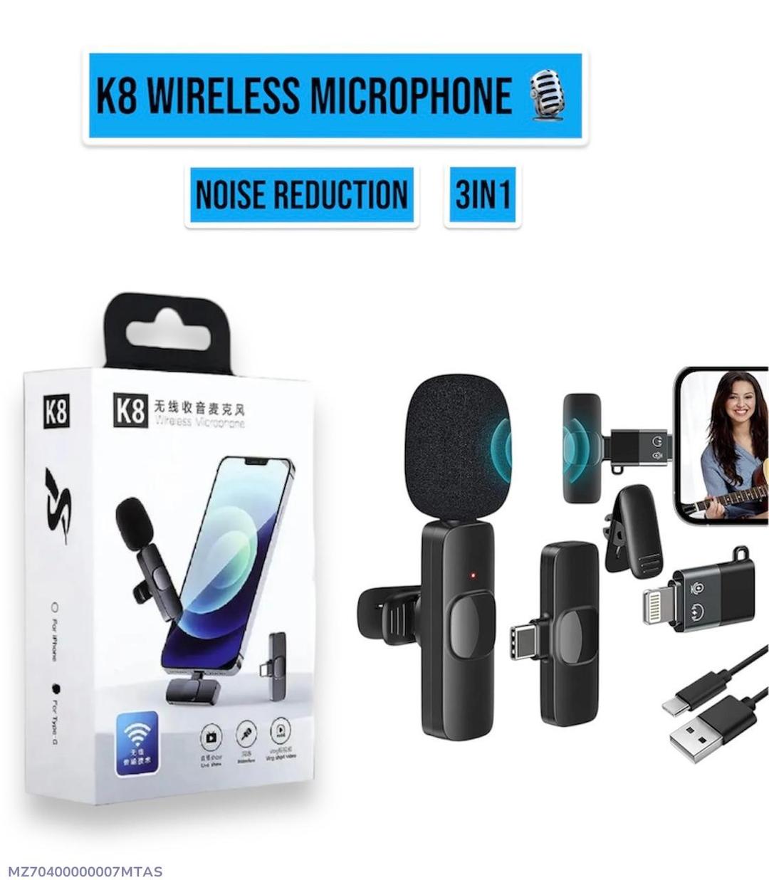 : K8 Wireless 3 in 1 Noise Reduction Microphone